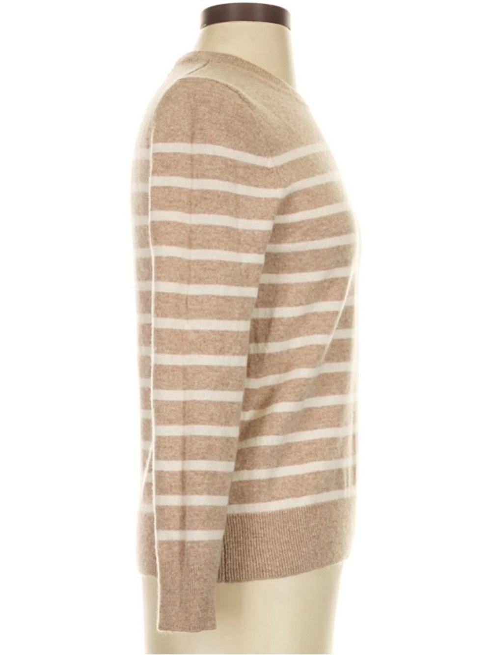 Quince 100% Mongolian Cashmere Sweater Small Beige Cream Striped Crewneck - Picture 6 of 10